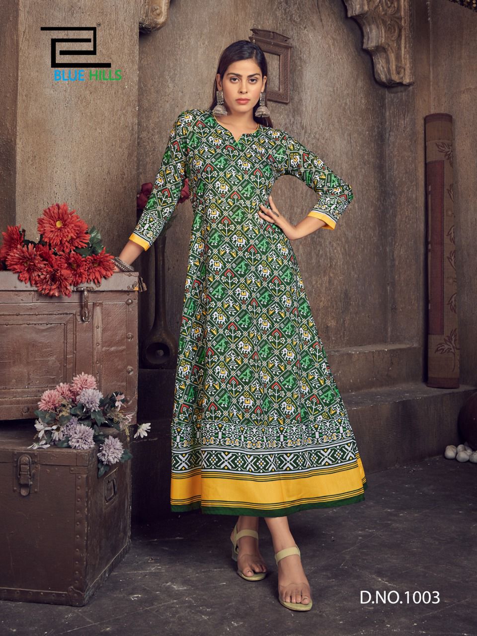 Patola Queen By Blue Hills Printed Long Anarkali Kurtis Catalog